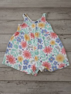 Old Navy Floral Cotton Romper - Pink, Yellow & Blue